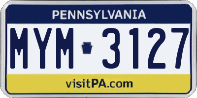 PA license plate MYM3127