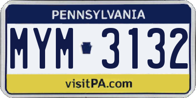 PA license plate MYM3132