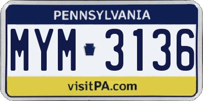 PA license plate MYM3136