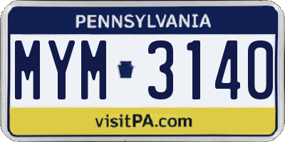 PA license plate MYM3140