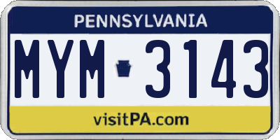 PA license plate MYM3143