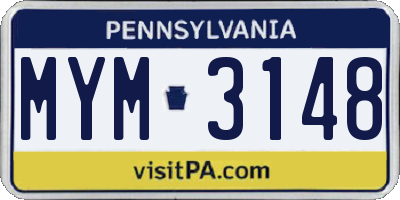 PA license plate MYM3148