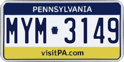 PA license plate MYM3149