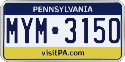 PA license plate MYM3150