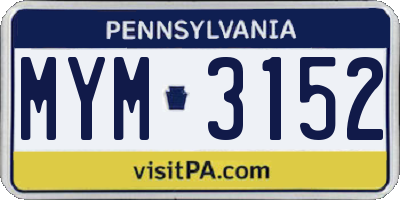 PA license plate MYM3152