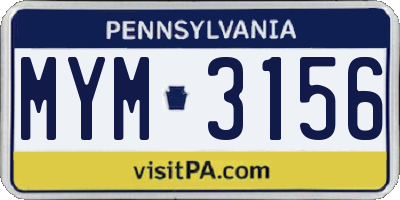 PA license plate MYM3156