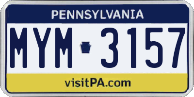 PA license plate MYM3157