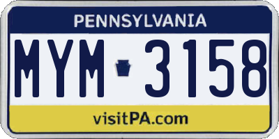 PA license plate MYM3158