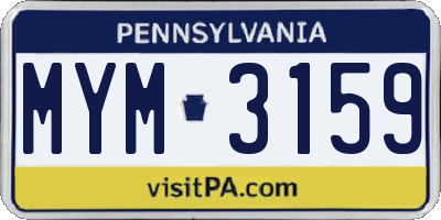 PA license plate MYM3159