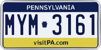 PA license plate MYM3161