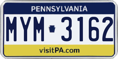 PA license plate MYM3162