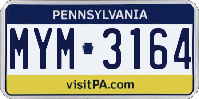 PA license plate MYM3164