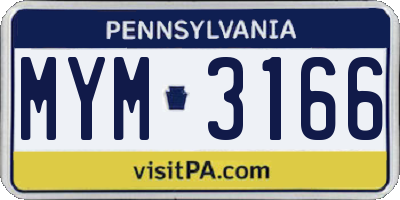 PA license plate MYM3166