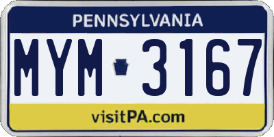 PA license plate MYM3167
