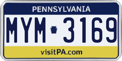 PA license plate MYM3169