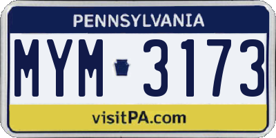 PA license plate MYM3173