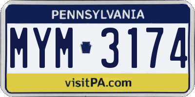 PA license plate MYM3174