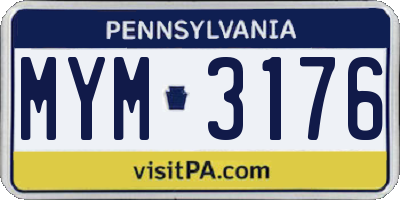 PA license plate MYM3176