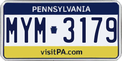 PA license plate MYM3179
