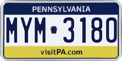 PA license plate MYM3180
