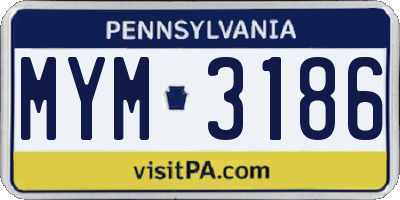 PA license plate MYM3186
