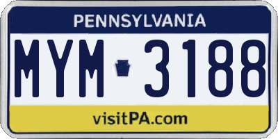 PA license plate MYM3188