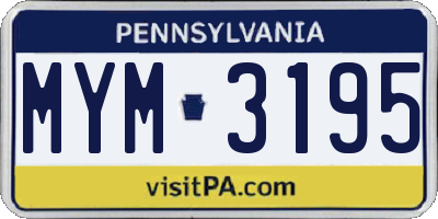 PA license plate MYM3195