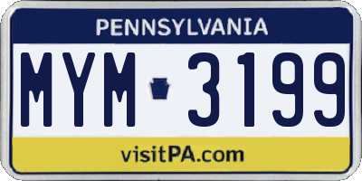 PA license plate MYM3199