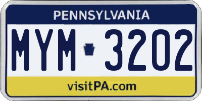 PA license plate MYM3202