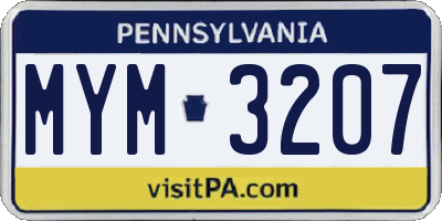 PA license plate MYM3207