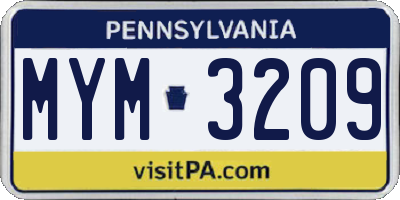 PA license plate MYM3209
