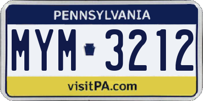 PA license plate MYM3212
