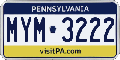 PA license plate MYM3222
