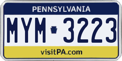 PA license plate MYM3223