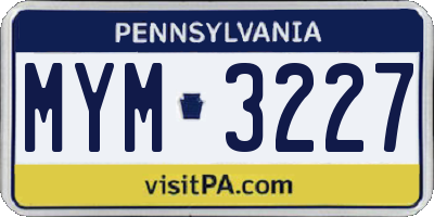 PA license plate MYM3227