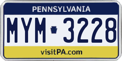 PA license plate MYM3228