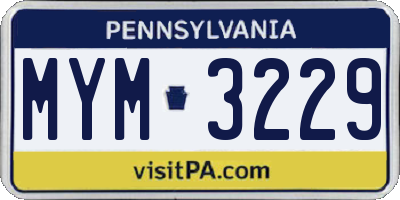 PA license plate MYM3229