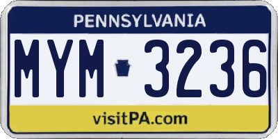 PA license plate MYM3236