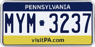 PA license plate MYM3237