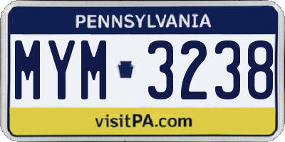 PA license plate MYM3238