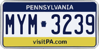 PA license plate MYM3239