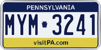 PA license plate MYM3241