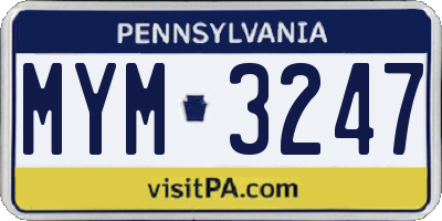 PA license plate MYM3247