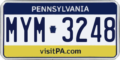 PA license plate MYM3248