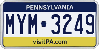 PA license plate MYM3249
