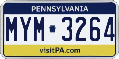 PA license plate MYM3264