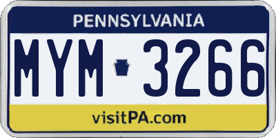 PA license plate MYM3266
