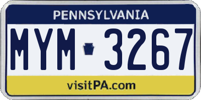 PA license plate MYM3267