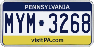 PA license plate MYM3268
