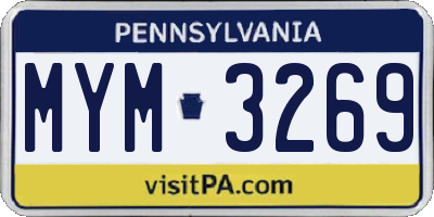 PA license plate MYM3269
